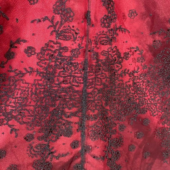 Adrianna Papell Skirt 22 Whimsigoth Overlay Red Fairy Beaded Ruffle Vamp y2K - Picture 4 of 16